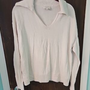 LOFT Women's V-Neck Cream Sweater